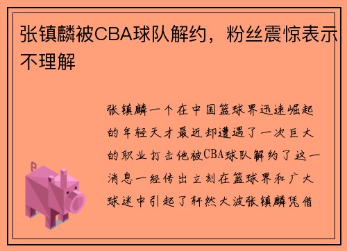 张镇麟被CBA球队解约，粉丝震惊表示不理解
